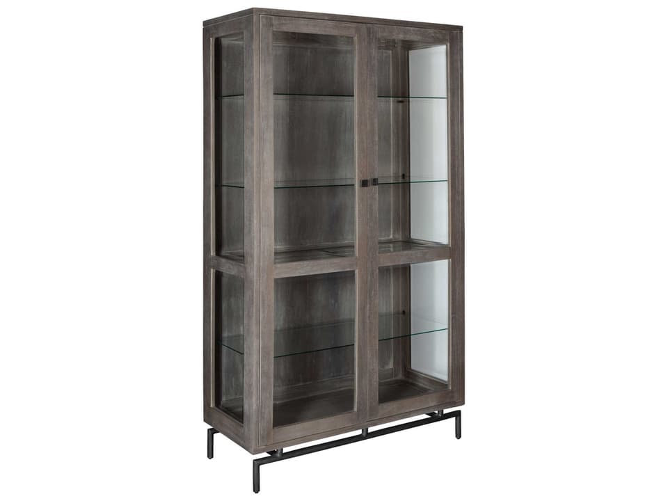Sedona Display Cabinet with Glass Shelves and Aged Iron Base