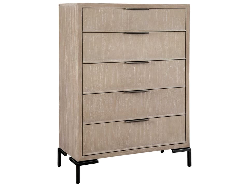 Scottsdale Beige Mindi Wood Accent Chest with 5 Drawers