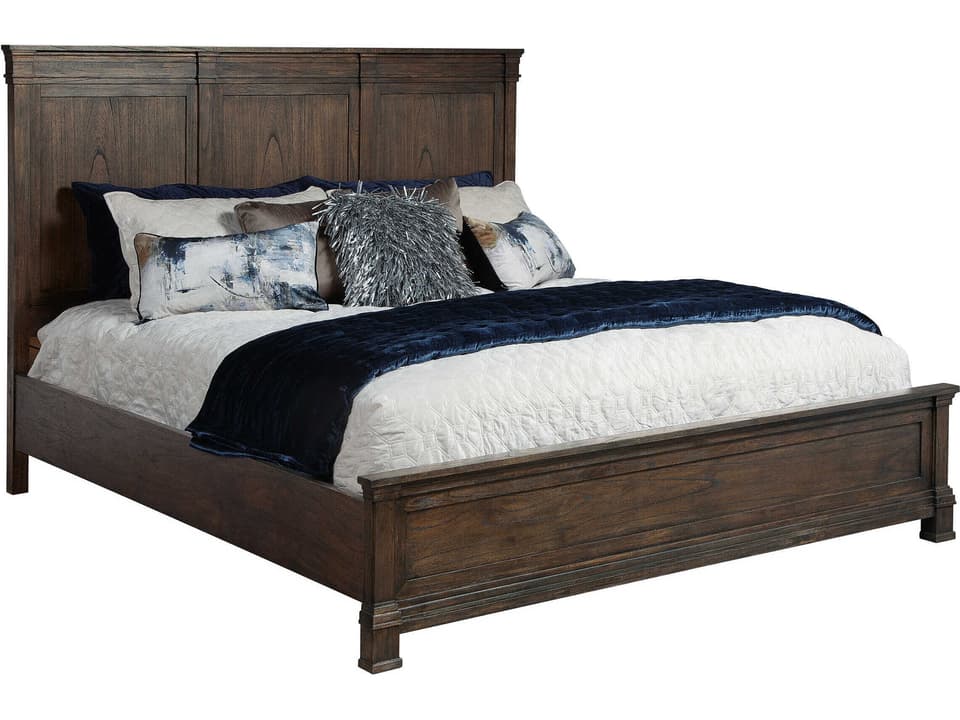 Linwood King Platform Bed in Brown Mindi Wood with Crown Molding
