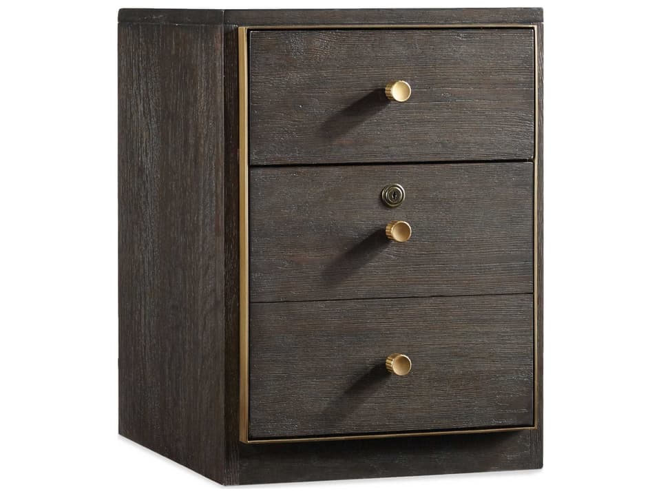 Curata Mobile File Cabinet in Midnight with Brass Accents