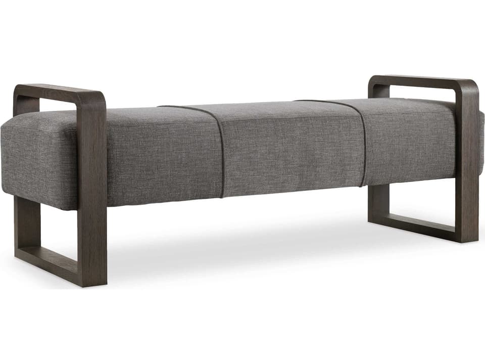 Curata Upholstered Bench in Midnight Finish with Graphite Gray Fabric