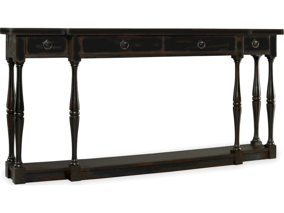 Sanctuary Four-Drawer Thin Console Table in Ebony