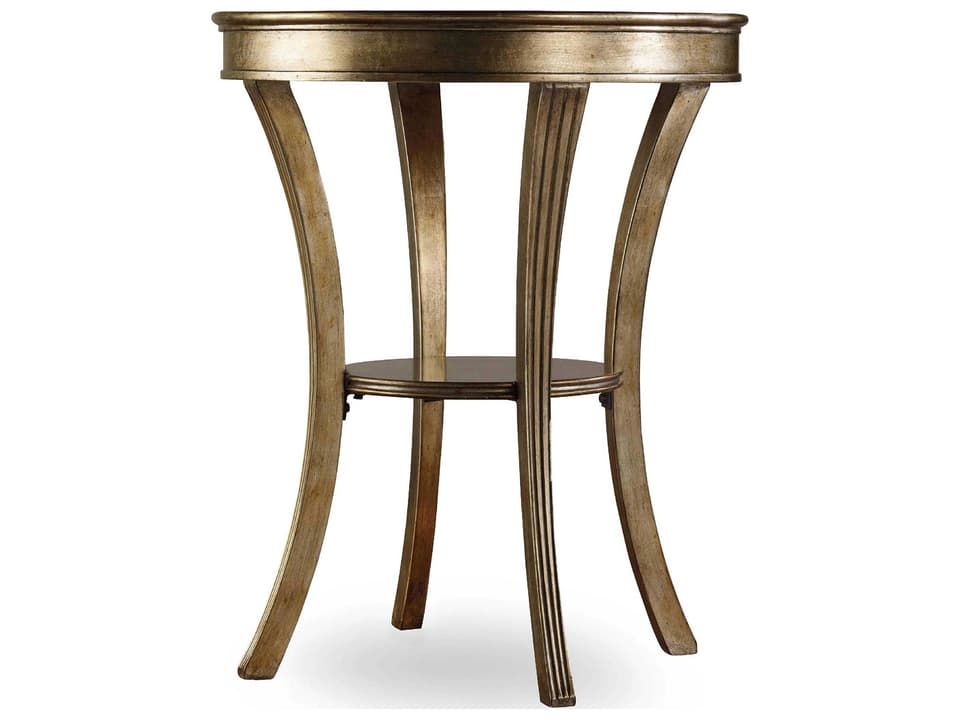 Sanctuary Round Mirrored Accent Table in Visage Finish