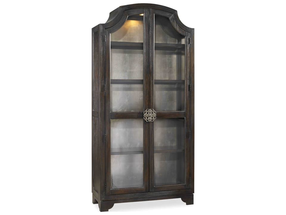 Heritage Hardwood Ebony Antiqued Oak Curio Display Cabinet