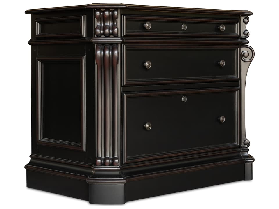 Telluride Lateral File Cabinet in Black with Nailhead Trim
