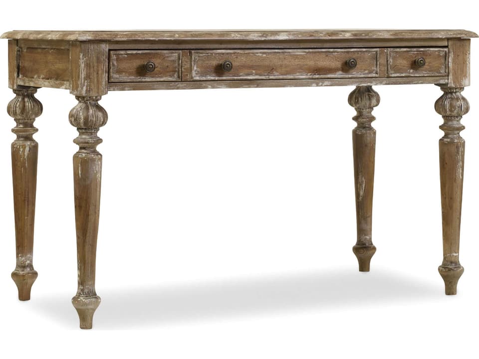 Chatelet 48-Inch Writing Desk with Leather Top in Caramel Froth