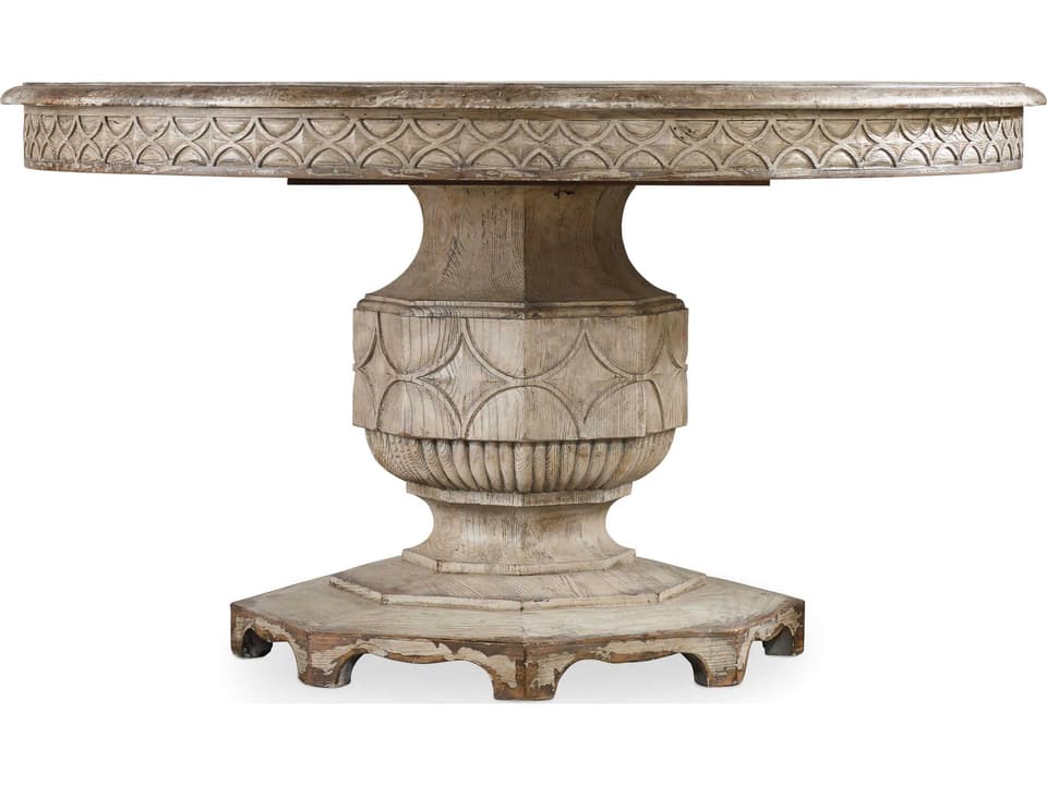 Chatelet Round Extendable Dining Table with 20-Inch Leaf in Paris Vintage