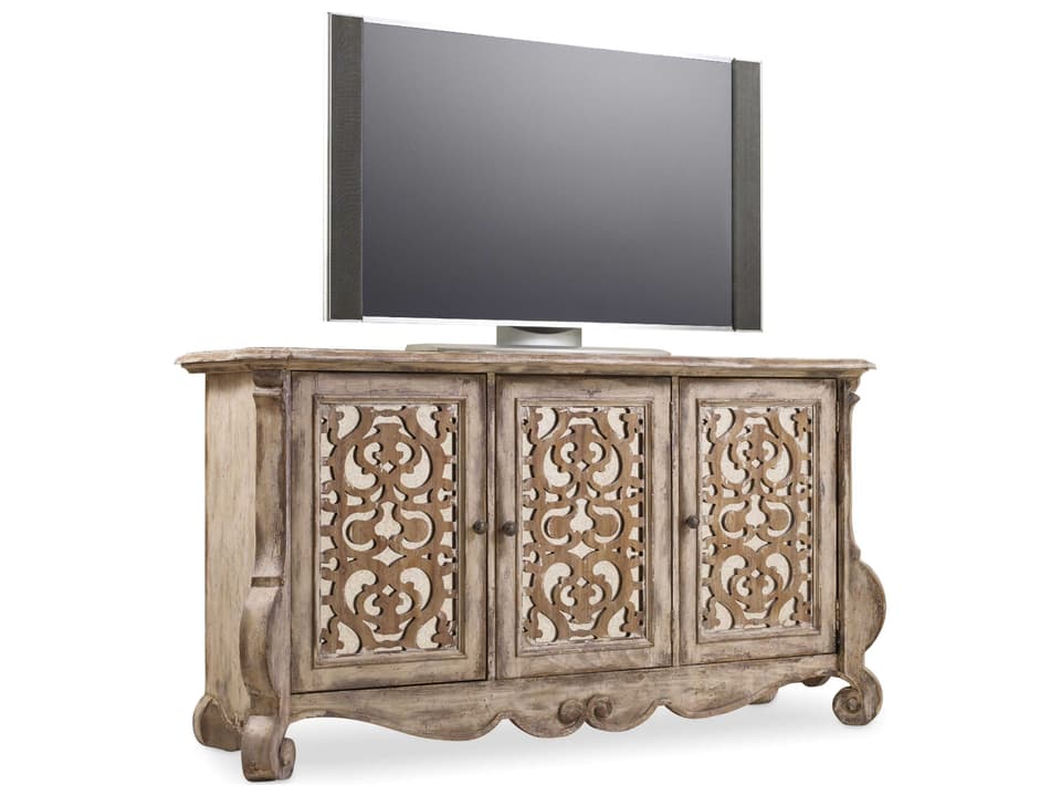 Chatelet Entertainment Console Table in Caramel Froth and Paris Vintage