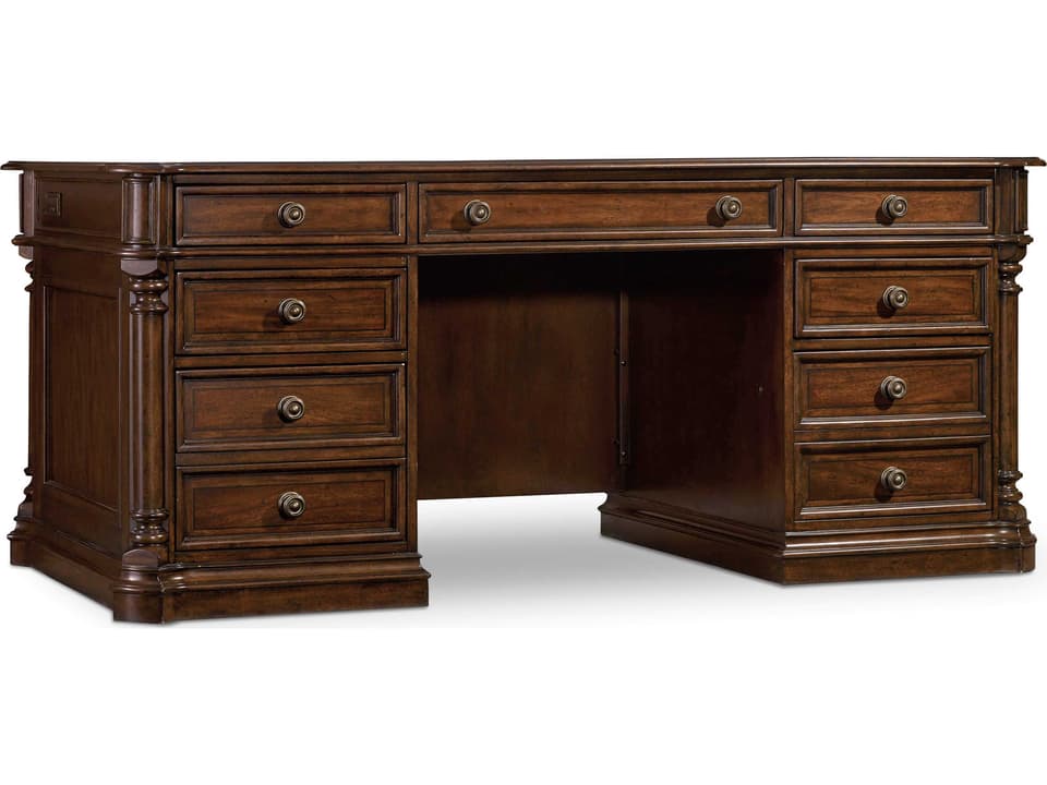 Leesburg Executive Desk with Swirl Mahogany Veneers