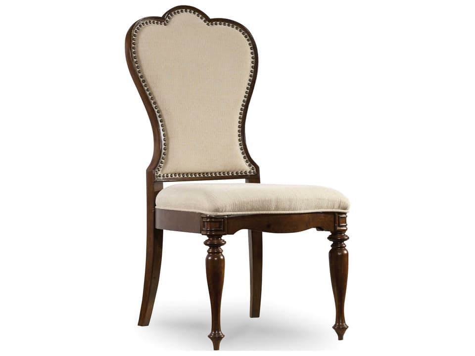 Leesburg Upholstered Dining Side Chair in Mahogany with Alabaster Fabric