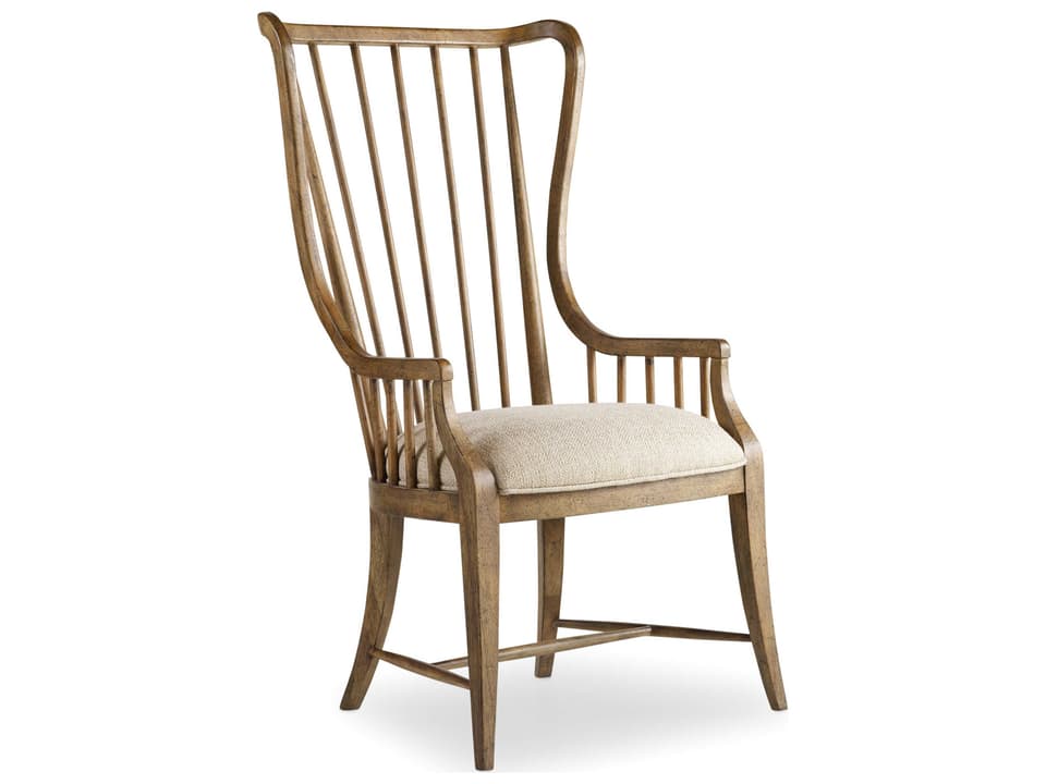 Sanctuary Tall Spindle Upholstered Dining Armchair in Antique Hickory