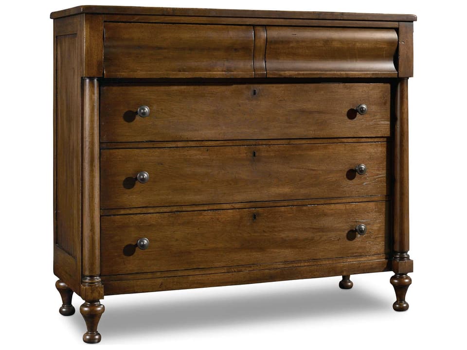 Archivist 50-Inch 5-Drawer Bureau in Pecky Pecan with Media Features