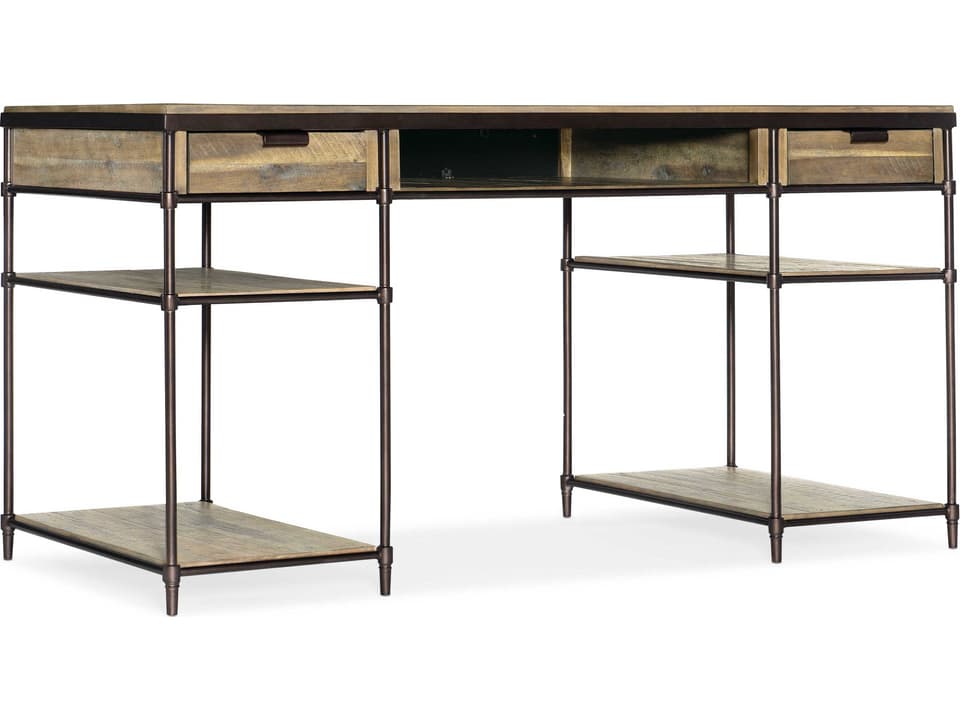 St Armand Secretary Desk Light Natural Acacia Wood Antique Bronze