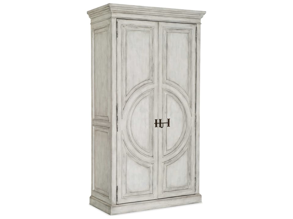 Heritage Whitewash Merino Blue Poplar Wood Wardrobe Armoire