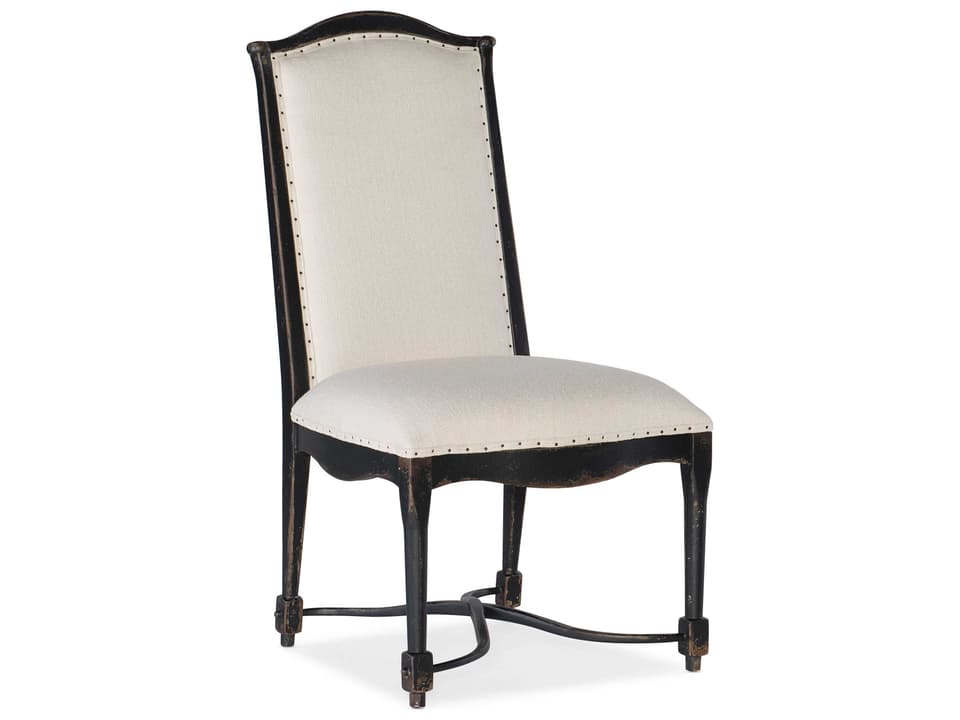 Ciao Bella Upholstered Back Side Chair in Distressed Black with Tuscan White