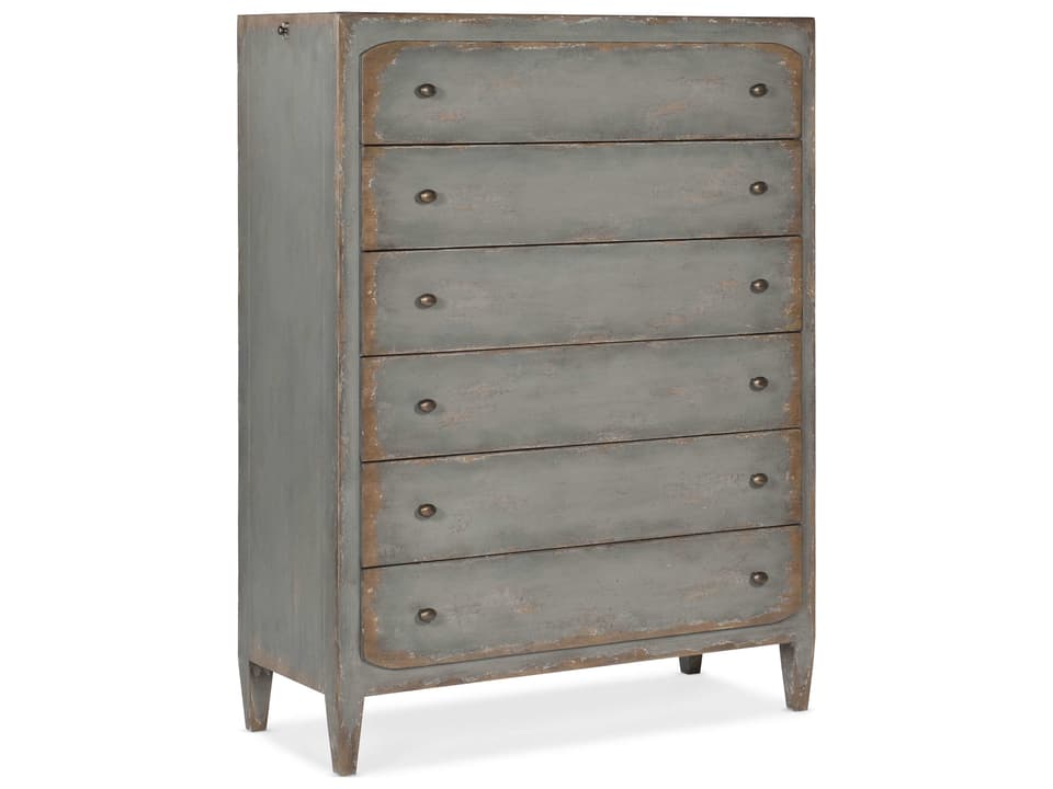 Ciao Bella 6-Drawer Chest Speckled Gray with Pull-Out Garment Rod