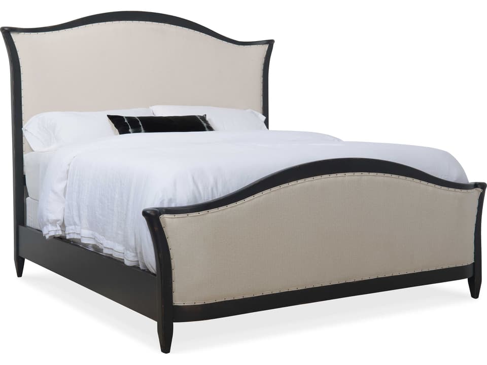 Ciao Bella California King Upholstered Bed in Black and Tuscan White