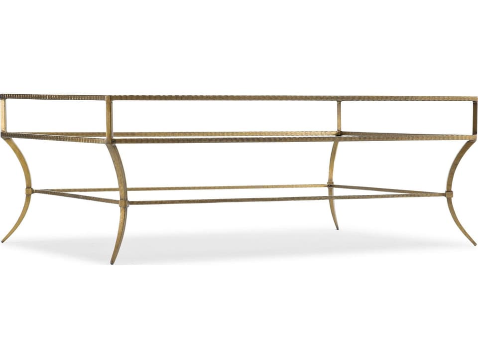 Laureng Rectangle Coffee Table with Hammered Iron and Tempered Glass