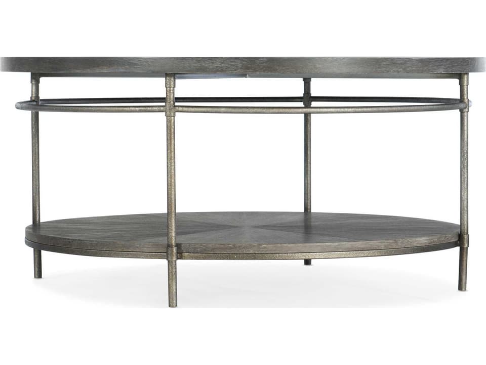 Commerce and Market Round Coffee Table with Starburst Acacia Veneer