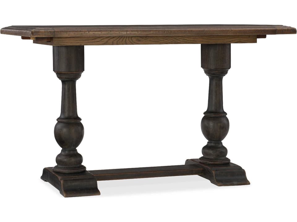 Hill Country Balcones Adjustable Height Rectangle Dining Table in Timeworn Saddle Brown
