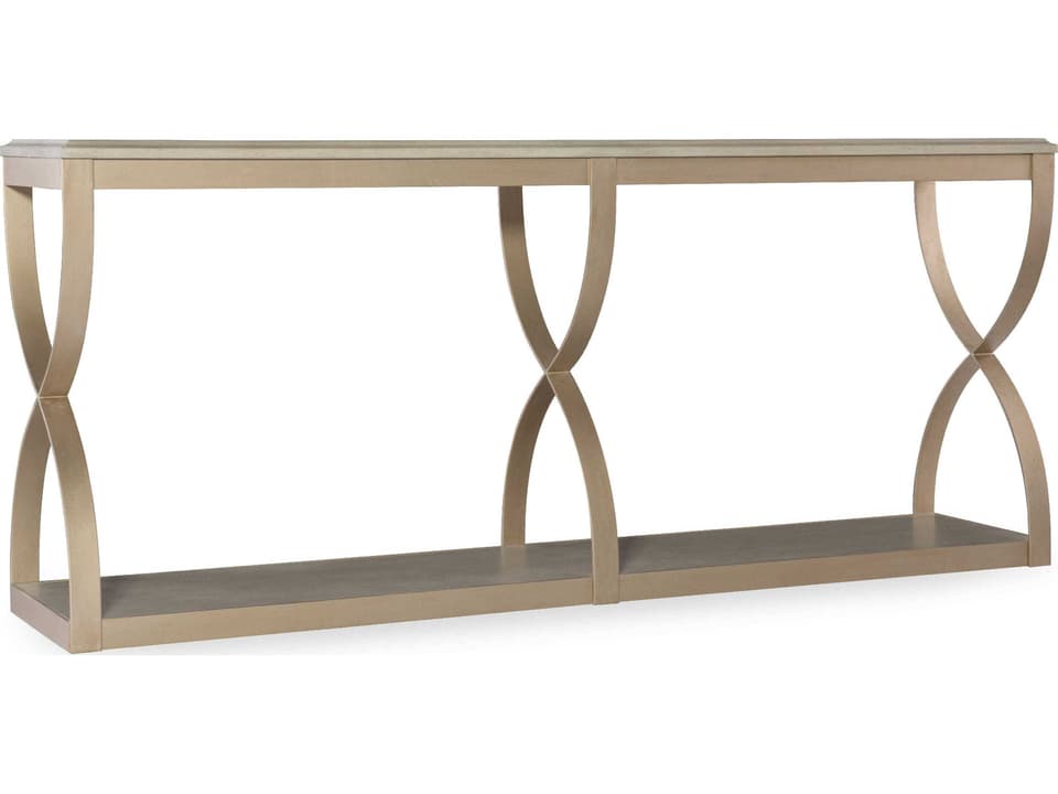 Elixir Rectangular Console Table in Gray Beige and Champagne Silver