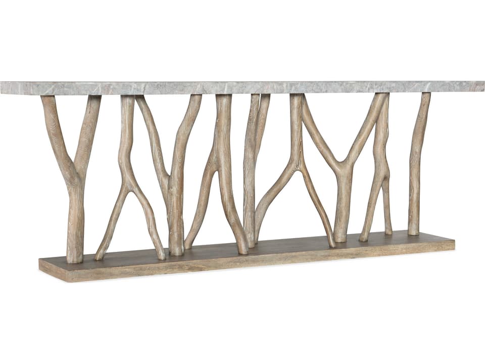 Surfrider Console Table with Stone Veneer Top and Tree Branch Base