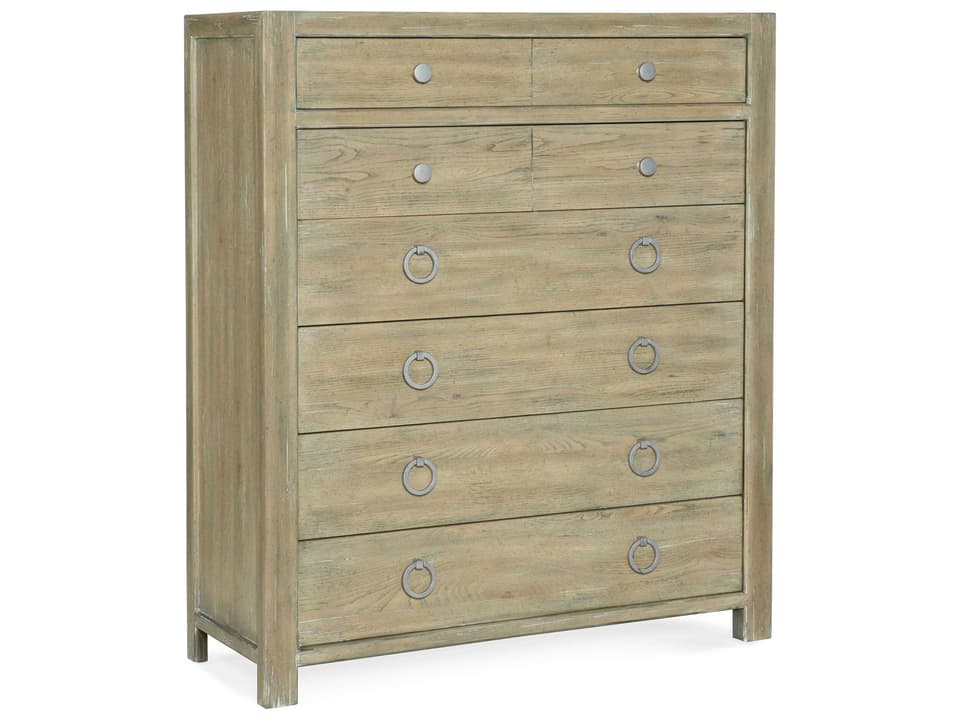 Surfrider Six-Drawer Accent Chest in Driftwood Beige Pecan Veneers