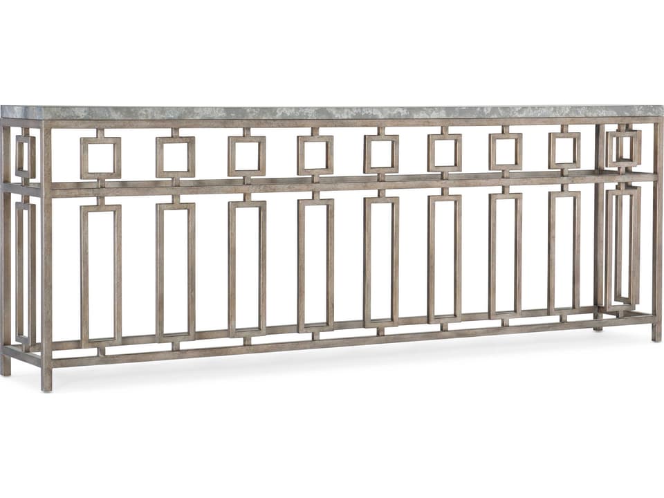 Alfresco Lapilli 88-Inch Rectangle Console Table in Champagne Metal and Stone