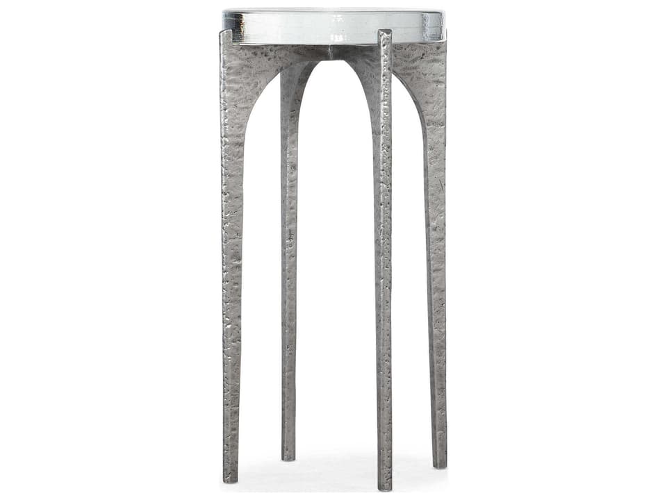 Chapman Round Martini Table in Forged Pewter and Glass