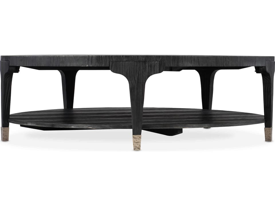 Heritage Shou Sugi Ban Round Wood Black Cocktail Table