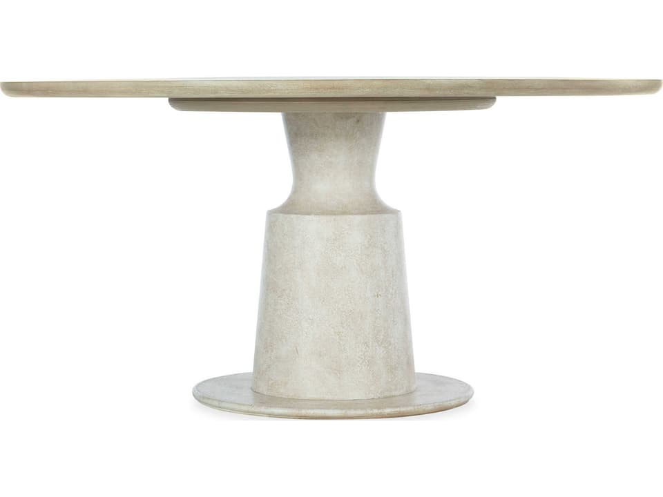 Cascade 60-Inch Round Pedestal Dining Table in Soft Taupe and Gesso