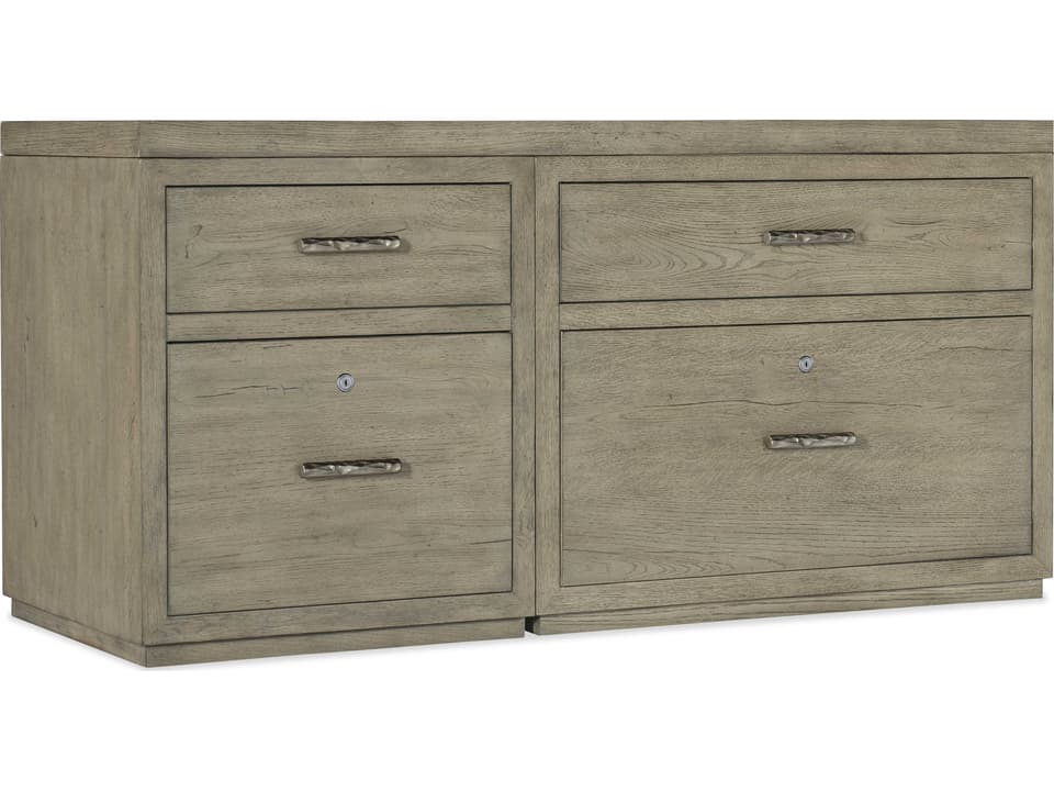 Linville Falls 60 Inch Wood File Credenza with Lateral File in Smoked Gray