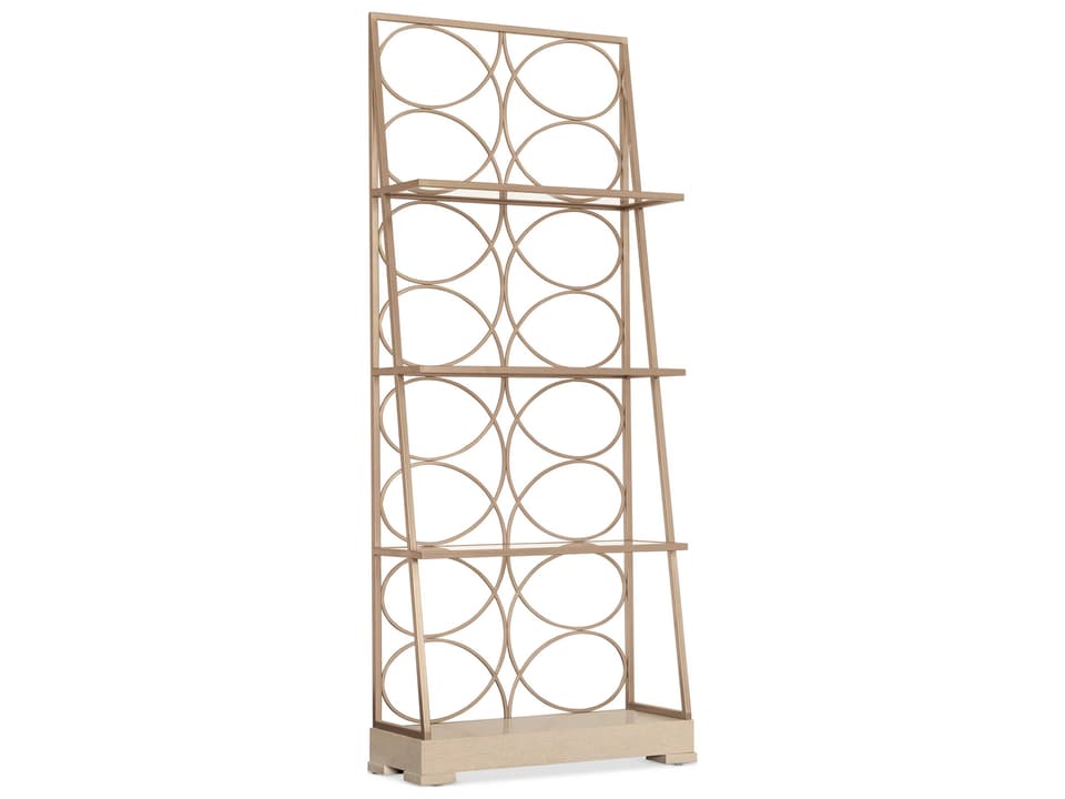 Melange Flourish Etagere Bookcase in Polished Limestone Finish