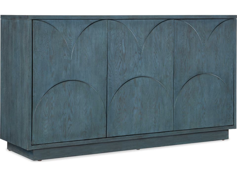 Melange Round Valley 64 Inch Blue Wood Media Console