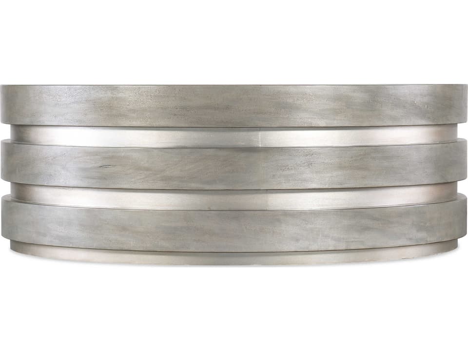 Melange Guilded Round Coffee Table in Gray with Silver Leaf