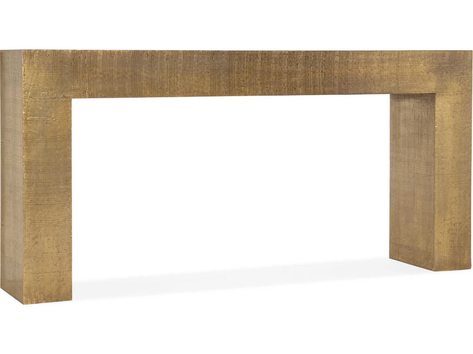 Melange Kanchan Console Table in Gold Metal and Mango Wood