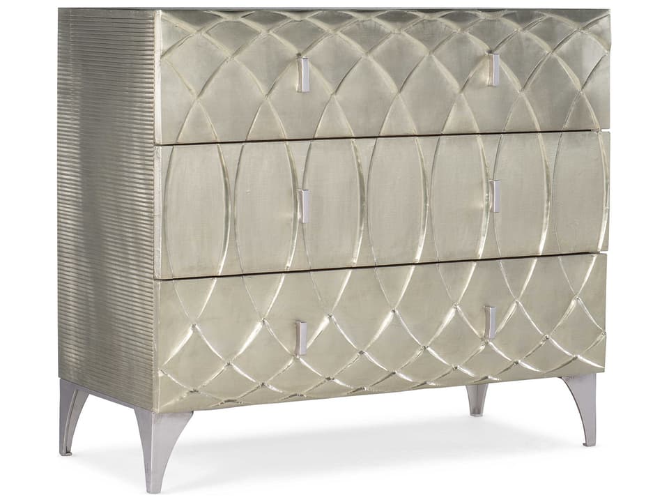 Melange Mathilda Three Drawer Chest in German Silver Foil