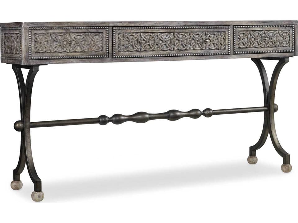 Heritage Ravenna Rectangular Wood Rustic Gray With Cherry Top Console Table