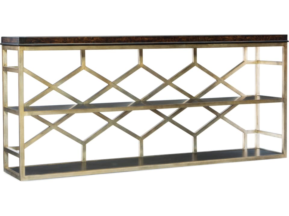 Melange Giles Console Table Golden Madrone Burl Dark Wood Finish