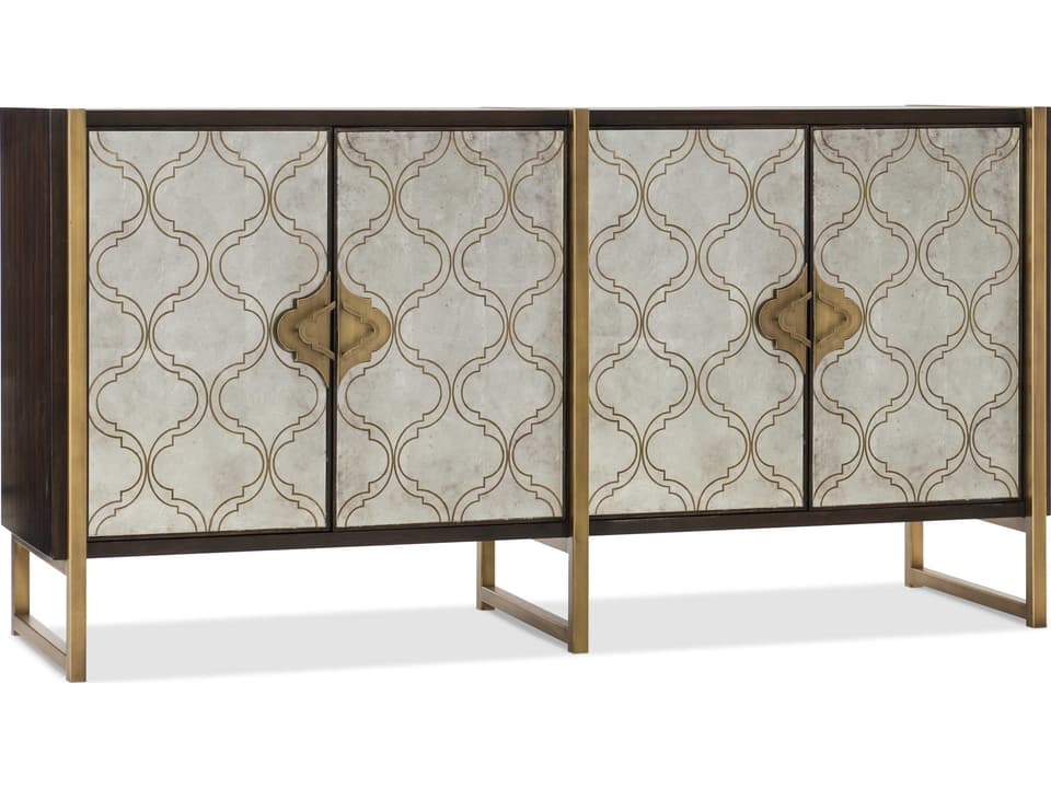 Melange Classic Credenza Dark Wood with Black Walnut Veneers and Glass