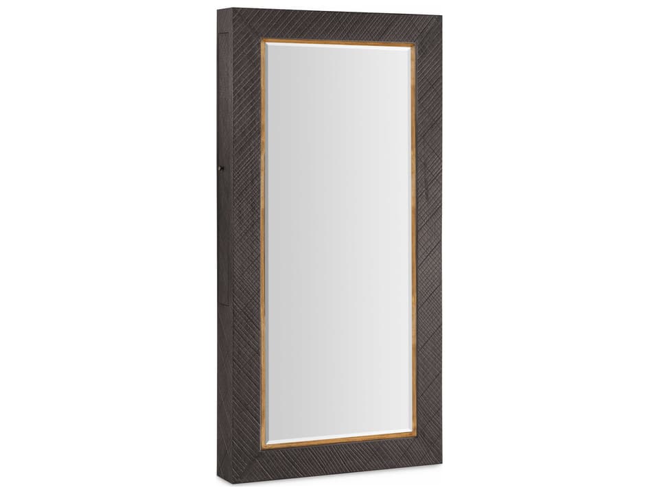 Big Sky Rectangular Floor Mirror with Jewelry Storage in Furrowed Bark