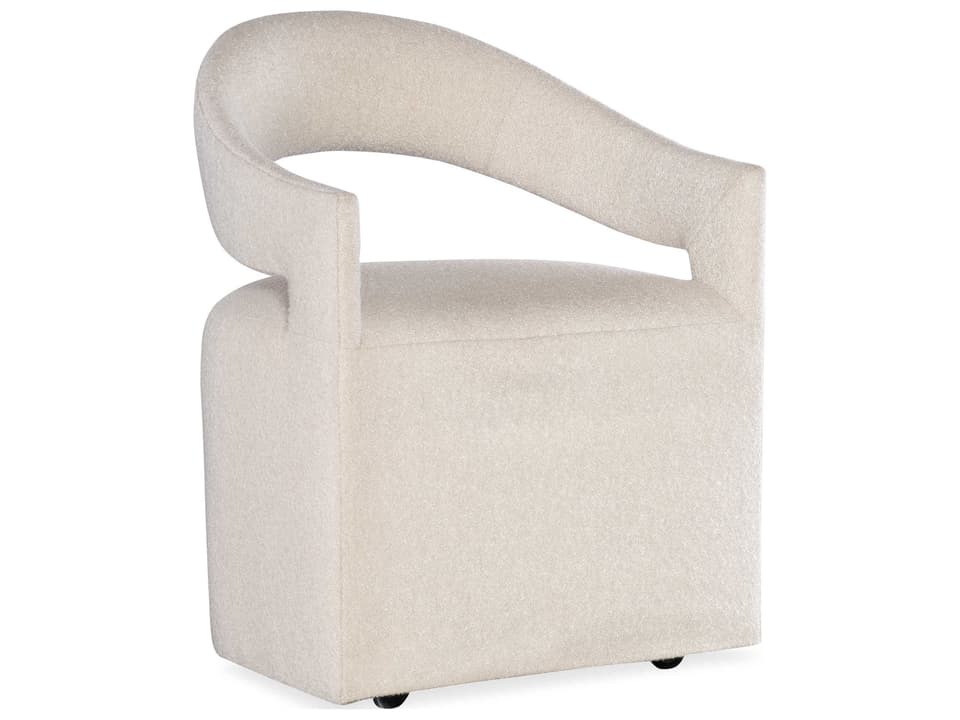 Modern Mood Upholstered Arm Dining Chair in Natural Boucle Fabric