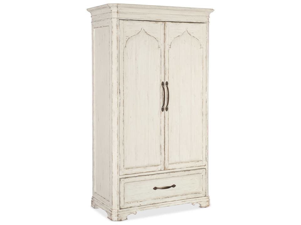Heritage White Oak Wood Wardrobe Armoire
