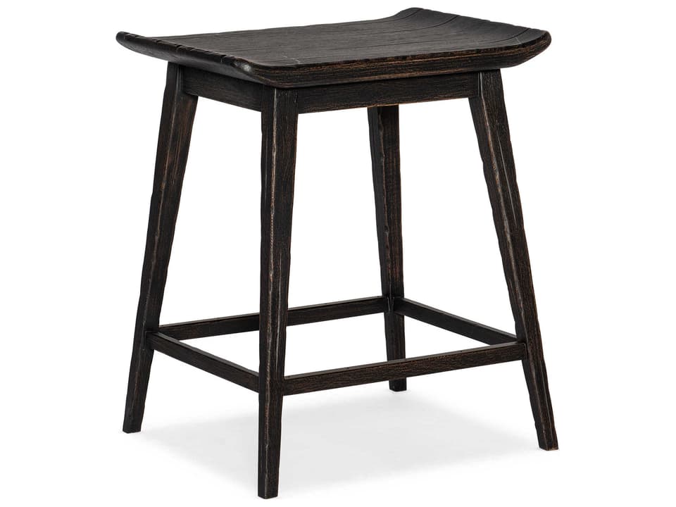 Commerce and Market Scooped Wood Counter Stool in Black Finish