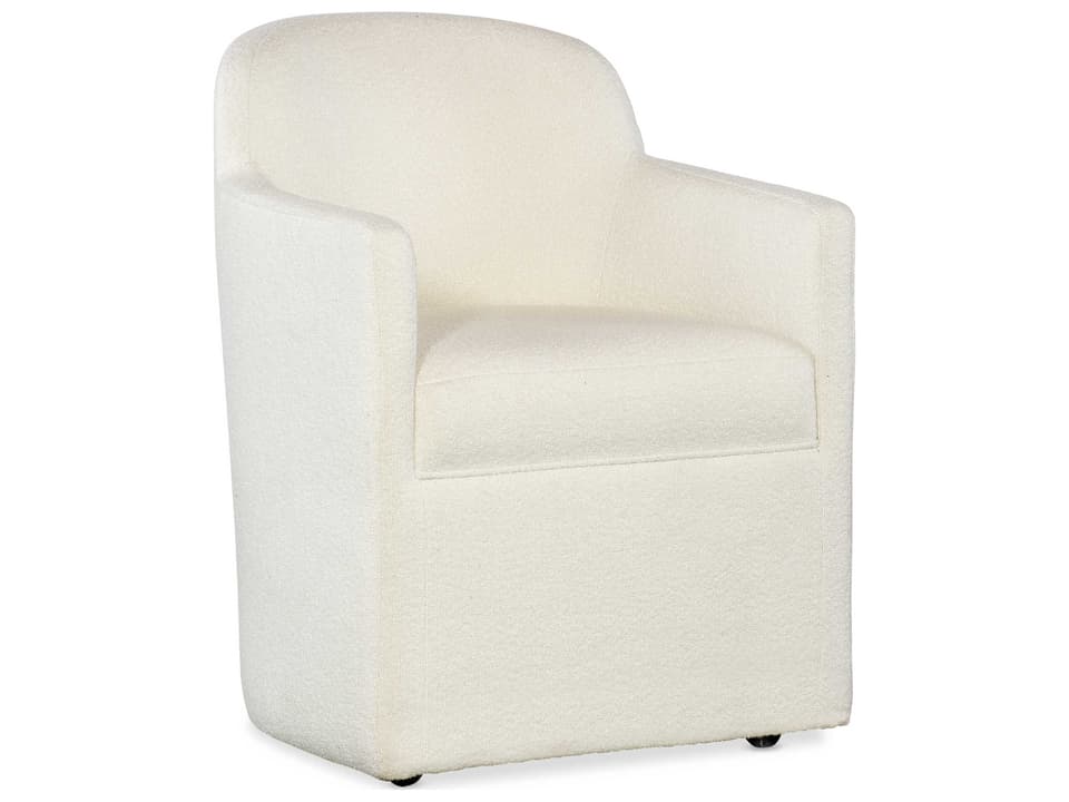 Commerce and Market Izabela Fabric Upholstered Arm Dining Chair in White