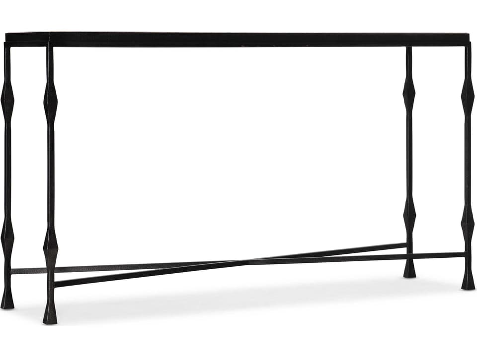 Commerce and Market Rectangular Console Table with White Travertine Top