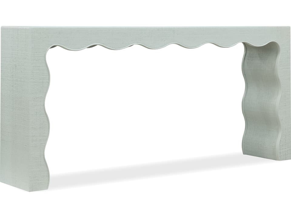 Commerce and Market Waverly Console Table 72-Inch Blue-Green Raffia Scalloped Design