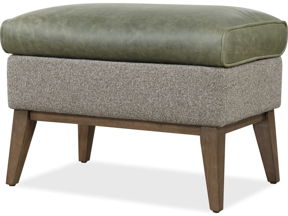 Camille Ottoman in Siena Moss Leather and Potenza Graphite Fabric
