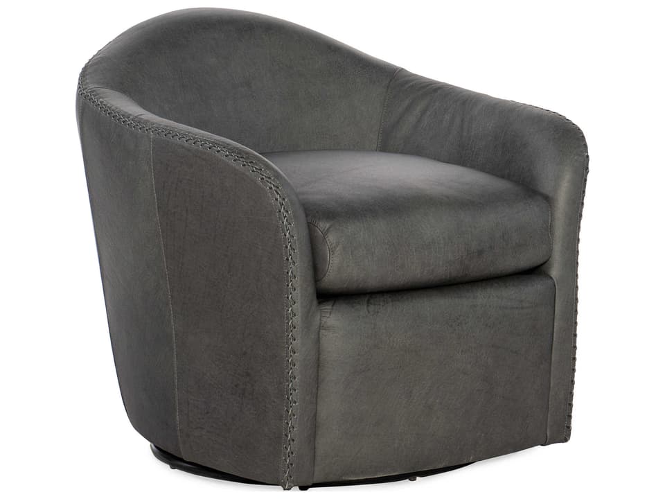 Roper Swivel Club Chair in Big Top Blue Steel Leather