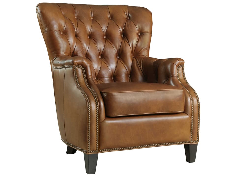 Hamrick Traditional Accent Club Chair in Aegis Giove Brown Leather